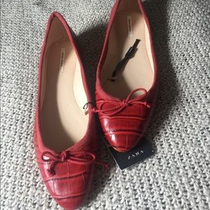 BUNDLE SALE NWT Zara red faux crocodile flats